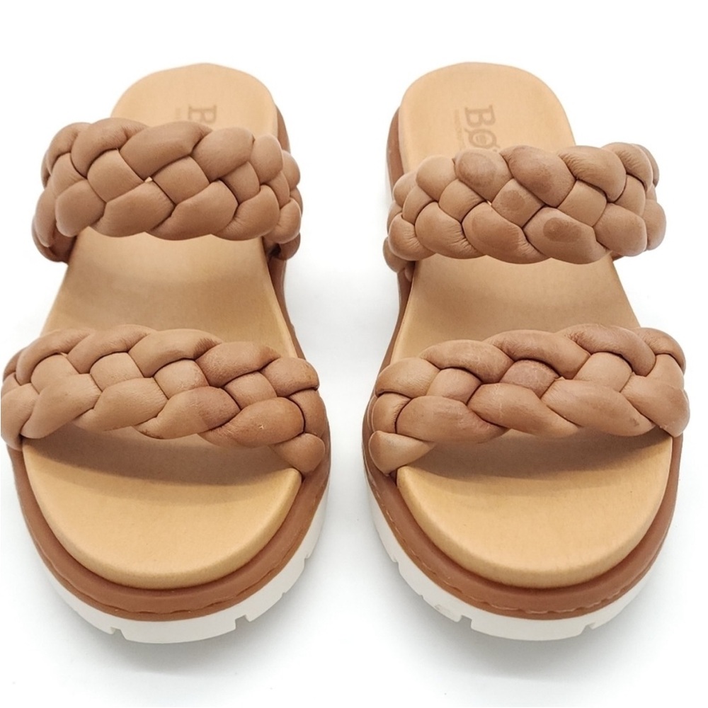 Born Braided Double-Strap Slide Sandals in Tan